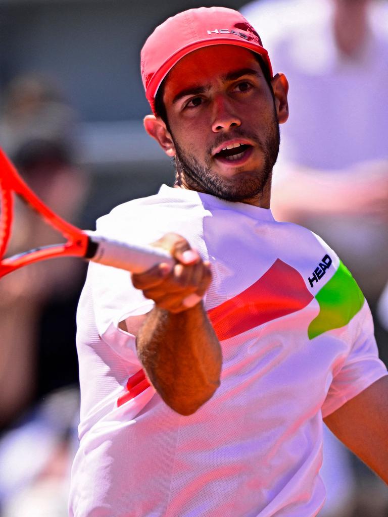 Nuno Borges took Popyrin to two tiebreak sets but was eventually taken down in straight sets. Picture: Julien de Rosa/AFP