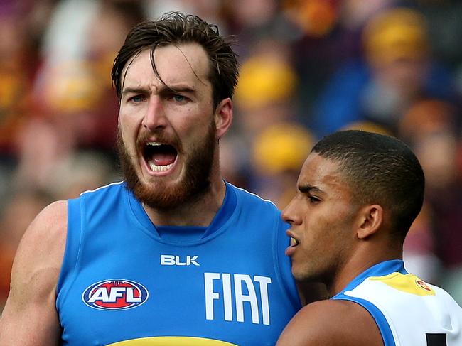 25/7/15 - AFL Round 17 - Adelaide Crows v Gold Coast Suns at Adelaide Oval - Charlie Dixon celebrates a goal Picture Simon Cross
