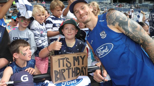 Tom Stewart with the birthday boy. Picture: Mark Wilson