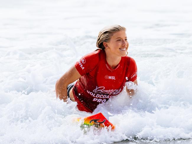 GOLD COAST, QUEENSLAND, AUSTRALIA - MAY 4: Erin Brooks of Canada surfs in Heat 1 of the Semifinals at the Bonsoy Gold Coast Pro on May 4, 2024 at Gold Coast, Queensland, Australia. (Photo by Cait Miers/World Surf League)