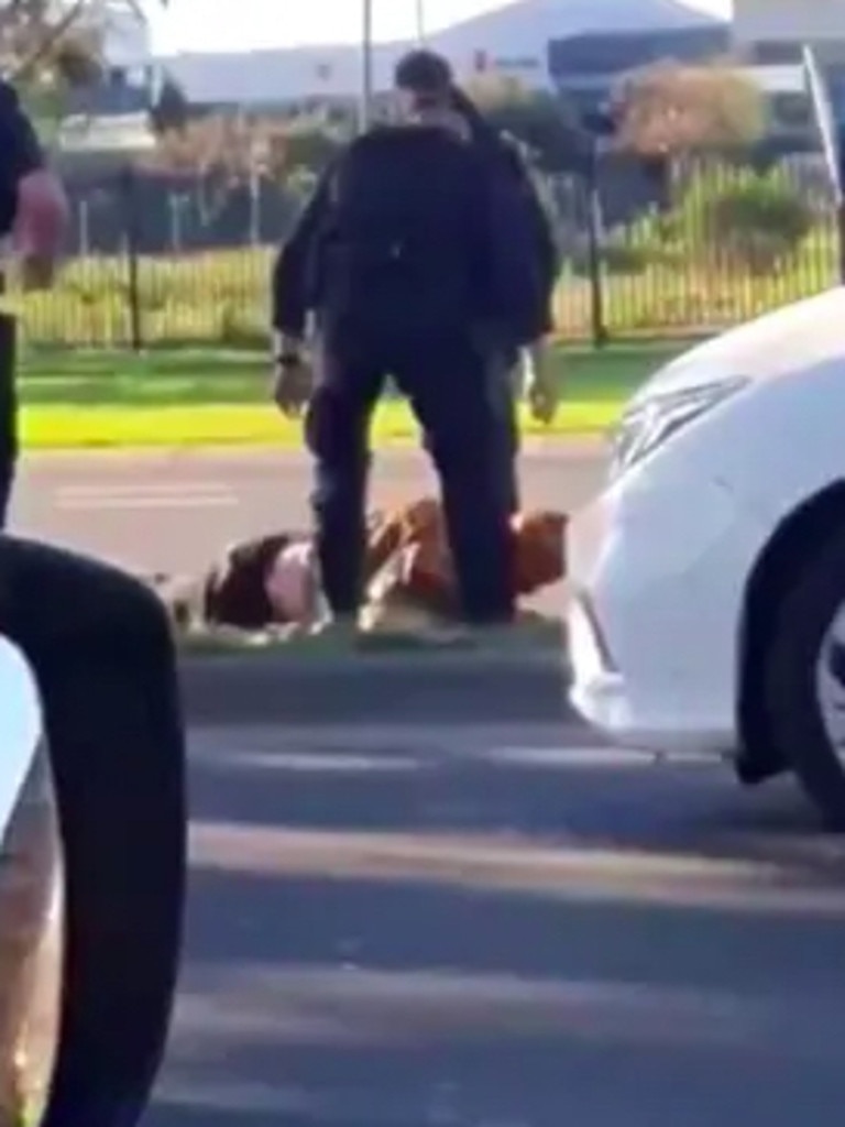 Dramatic footage of the man's arrest was shared to social media last night. Picture: Twitter