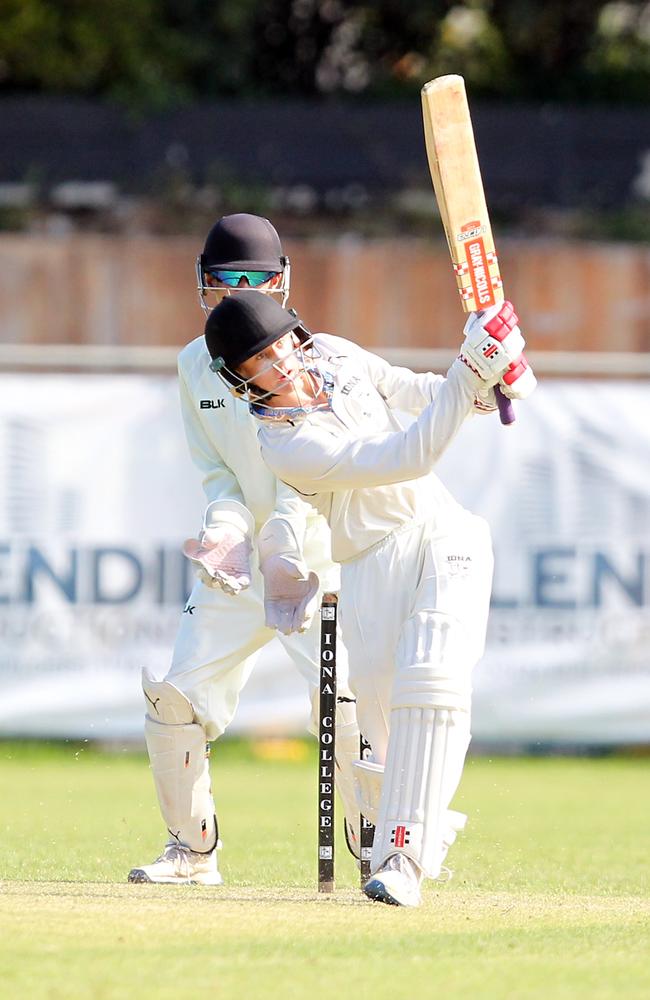 Bodie Richardson hitting out for Iona. Picture by Richard Gosling