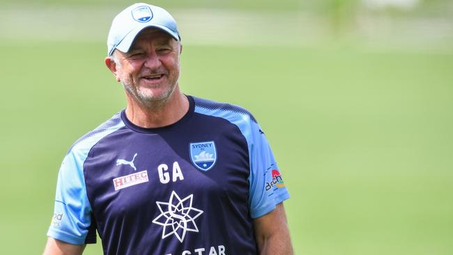 Sydney FC coach Graham Arnold at training on Tuesday.