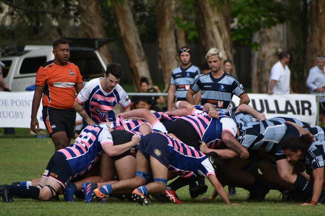 Slade Point Slashers v Moranbah Bulls in Mackay Rugby Union Round 4 Seniors A-Grade Anzac Day clash at Cathy Freeman Oval in Slade Point. Saturday, April 23, 2022. Picture: Max O'Driscoll