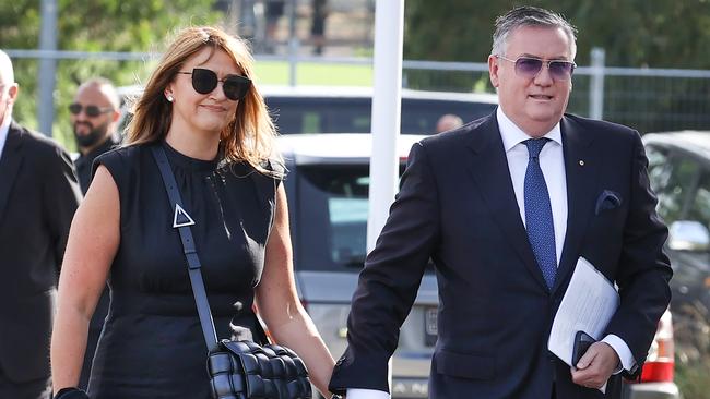 Eddie McGuire arrives with his wife, Carla. Picture: David Caird