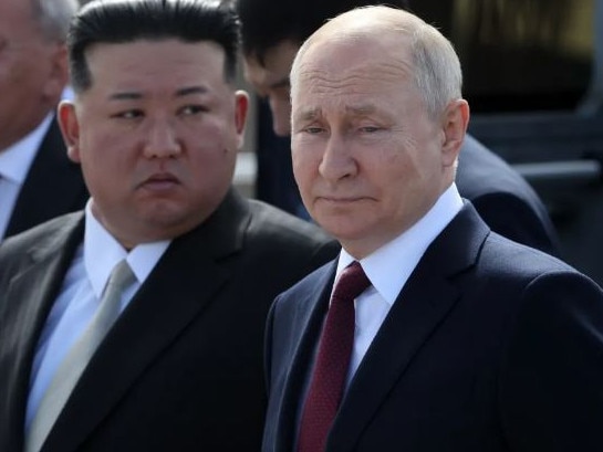 Vladimir Putin and Kim Jong-un met for historic talks in Russia. Picture: Getty Images