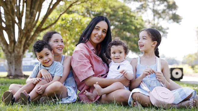 Stephanie Daoud — pictured with her children Matthew (l to r), Catherine, Thomas and Claire — thinks energy rebates should be available to all. Picture: Sam Ruttyn