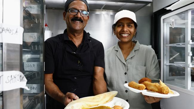 After running an Indian restaurant in Rotaroua, New Zealand, for years, Fluver Litten and his wife Ashitha Litten have opened the Thattukada food stall in Rusty's Markets, selling authentic Southern Indian and Sri Lankan cuisine. Picture: Brendan Radke