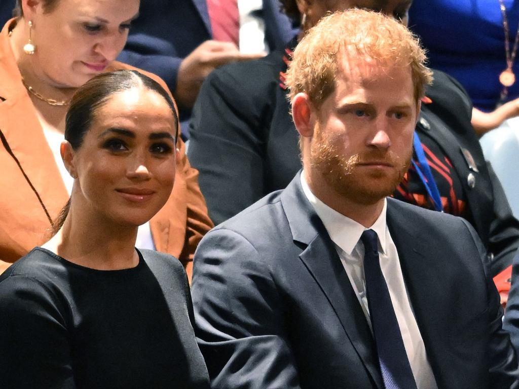 Prince Harry returned to the UK without wife Meghan Markle, who could remain in California during the King’s coronation. Picture: AFP