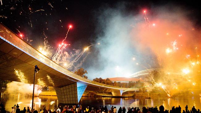 The 2019 New Year’s Eve fireworks at Elder Park. Picture: Morgan Sette/AAP