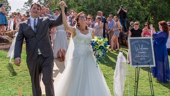 The happy couple  Joshua and Joanne Colman on their wedding day in November at Logan Village. 