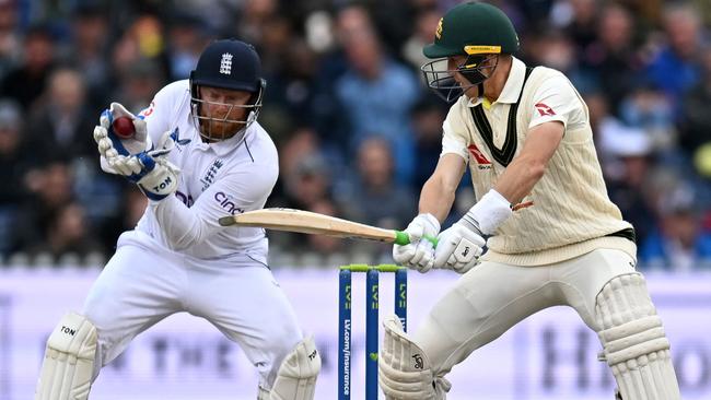 Labuschagne was eventually dismissed after edging a ball to Jonny Bairstow. Picture: AFP Images