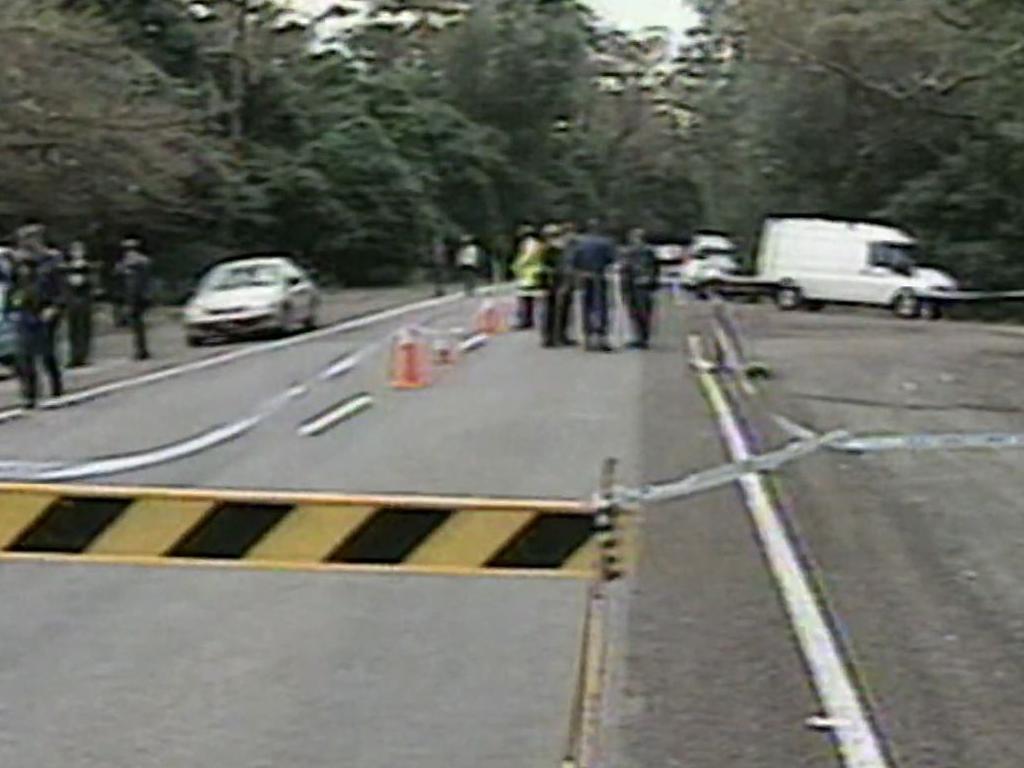 Police cordoned off the area where Rachelle Childs’ burning body was found on Crooked River Road.