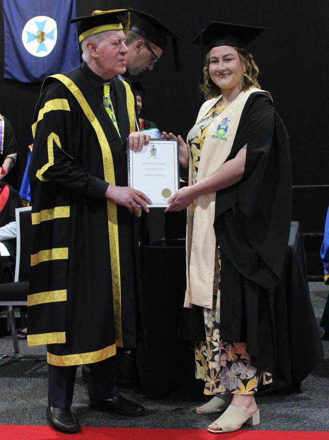 Rebekah Spinks graduated with a Diploma of Nursing at the CQUniversity graduation ceremony in Bundaberg on December 14, 2023.