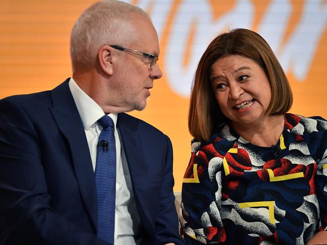 Former ABC chairman Justin Milne with former managing director Michelle Guthrie. Picture: AAP