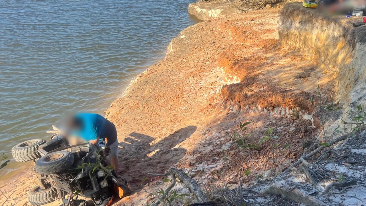 The RACQ LifeFlight Rescue helicopter was tasked to the Fraser Coast region Tuesday afternoon after a man rolled a quad bike off a sandy embankment in a national park.