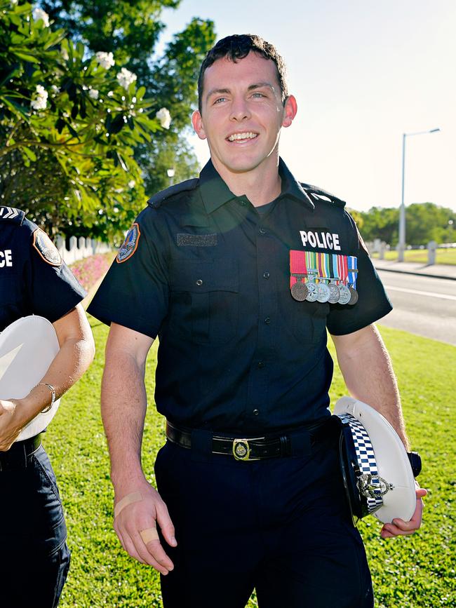 Constable Zach Rolfe, at a ceremony at Government House in Darwin where he was recognised for bravery. Picture: Michael Franchi