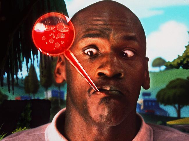 USA basketballer Michael Jordan in scene from film "Space Jam"./Films/Titles/Space/Jam