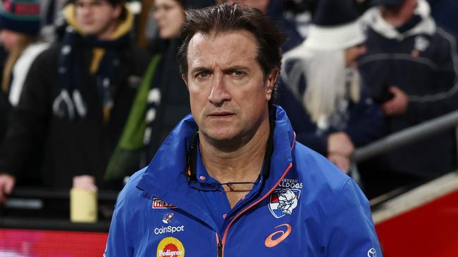 Luke Beveridge was not a fan of Smith’s dismissal. Photo by Michael Klein.