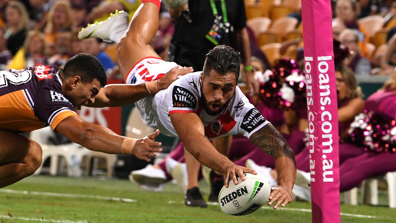 Jordan Pereira of the Dragons during the Round 3 NRL match against Brisbane