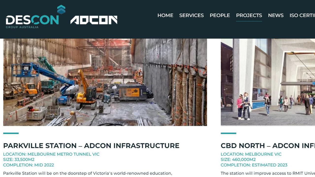 Screenshots from the Descon Group Australia website.