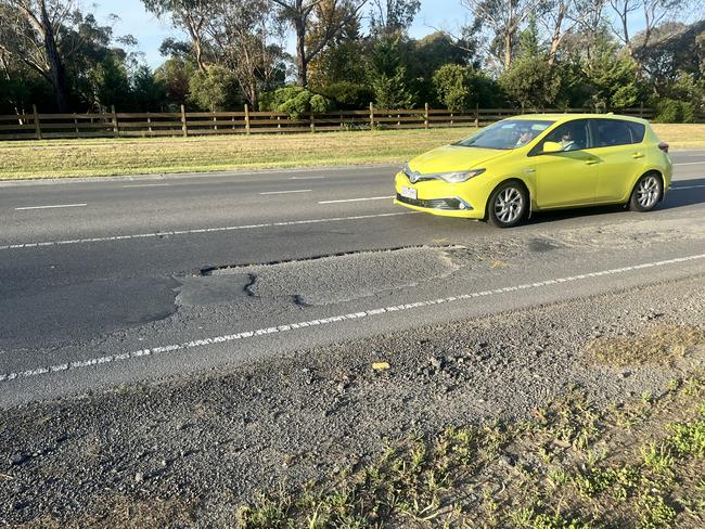 Commuters say roads across Victoria have been left to crumble under the Allan government’s road work program. Picture: Grace Frost