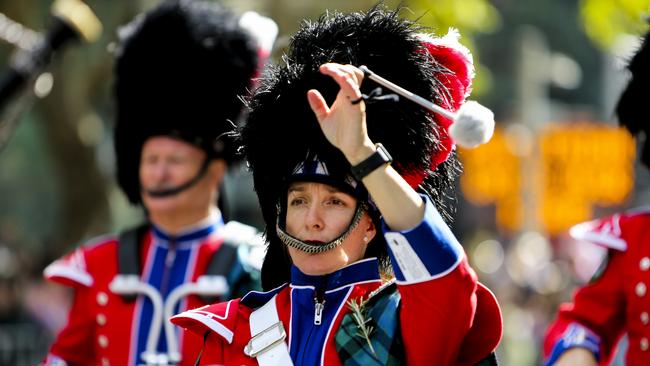 A band member is seen during the Anzac Day march in Sydney. Picture: AAP