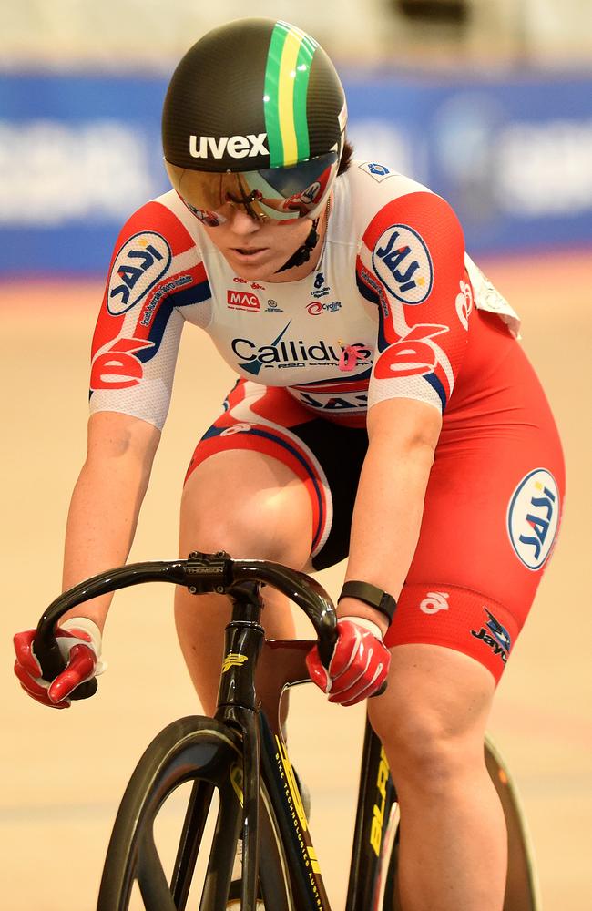 Anna Meares competing on Friday night.