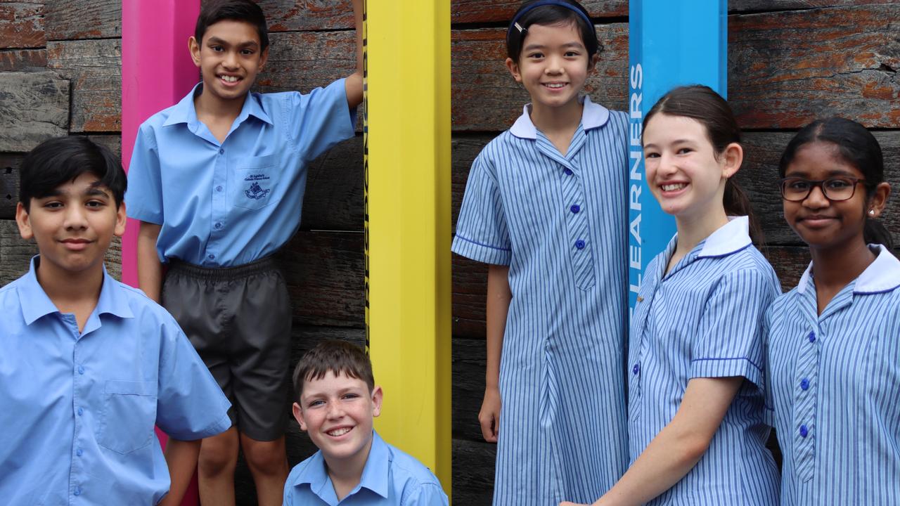 A group entry from year 5 students at St Agatha's Pennant Hills notched up another NSW category win from left to right: Raghav Sharma, 11, Andric Pereira, 11, Angus Madigan, 11, Gabrielle Wen, 10, Layla Hasrouni, 11, Meghna Dharmadasa, 11. Picture: supplied