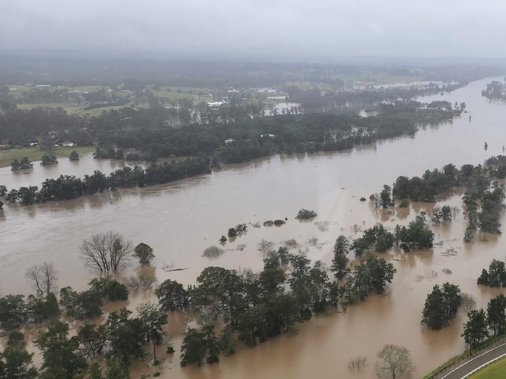 A vast area has been swallowed by the swollen river.