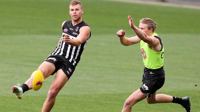 Dan Houston trains in John McCarthy’s old No.35 guernsey. Picture: Sarah Reed.