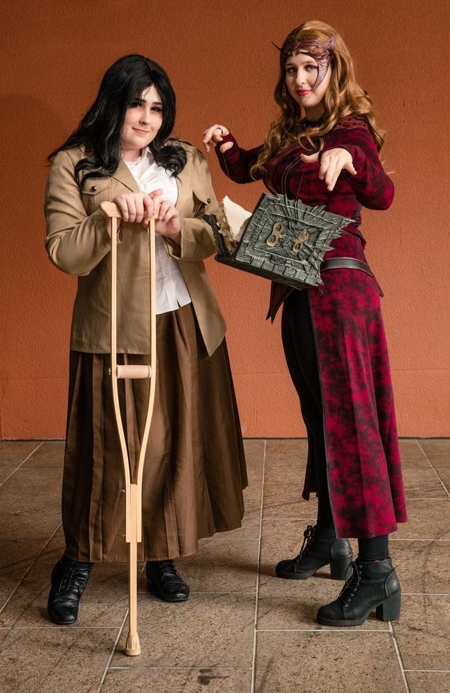 Sarah Neuman dressed as Pieck Finger from Attack on Titan and Paige Horrigan as Wanda Maximoff from Marvel Cinematic Universe at TROPiCON at the Darwin Entertainment Center Picture: Glenn Campbell