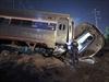 Emergency personnel at the scene of a train derailment in Philadelphia