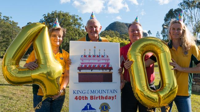 Heather Manders, Barry Stewart, Leslie Saunders and Bendigo Bank's Geoff Edwards ready for the 40th running of Pomona King of the Mountain.