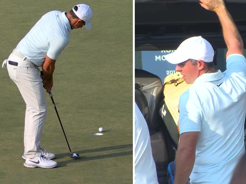 Rory McIlroy misses putt and high tails out