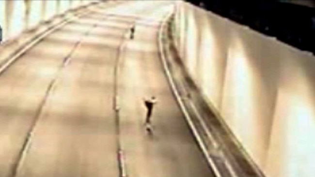 Skateboarders skateboarding through Heysen Tunnels on South-Eastern freeway. (Pic: supplied by SAPOL)