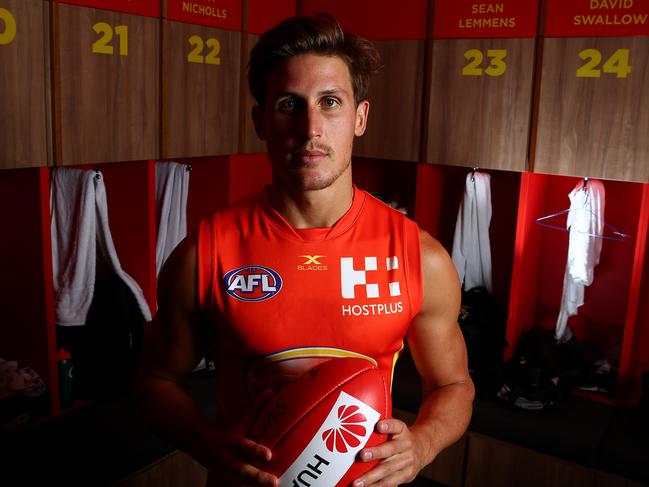 ATT FOR THE AFL MAGAZINE... Gold Coast Suns AFL player David Swallow inside the clubs new facilities at Carrara. Pics Adam Head