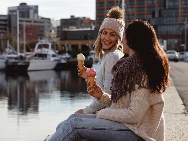 Ice cream on the Hobart waterfront. Picture: Samuel Shelley/Tourism TasmaniaEscape, Angus Fontaine, This Time Next Year