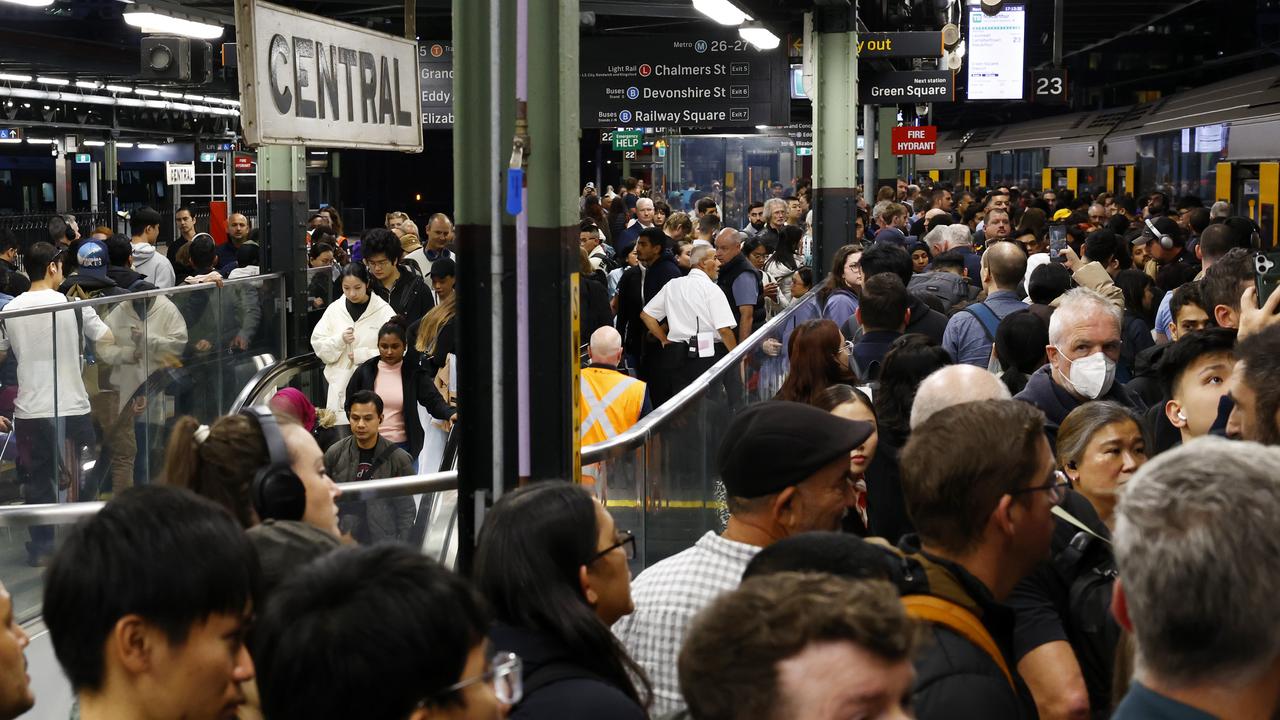 Some of the chaos at Central Station on Wednesday evening. Picture: Jonathan Ng