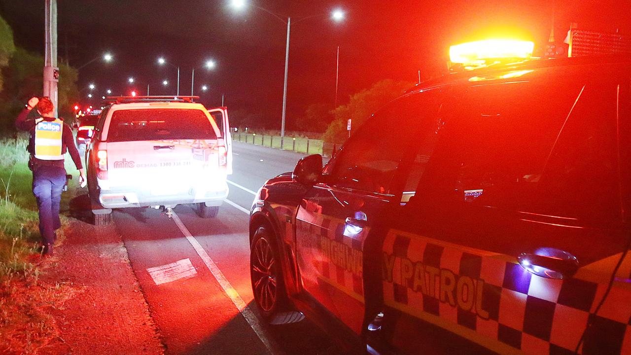 A car is pulled over in the early hours of Operation Early Bird. Picture: Alan Barber