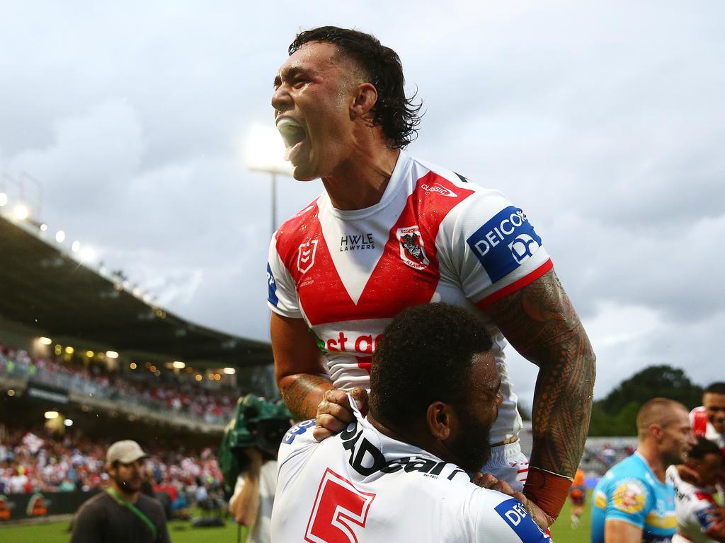 Jaydn Su'A is playing busted for the Dragons. Picture: NRL PHOTOS