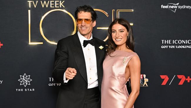 Gold Logie nominee Andy Lee with partner Rebecca Harding. Picture: James Gourley/Getty Images for TV WEEK Logie Awards