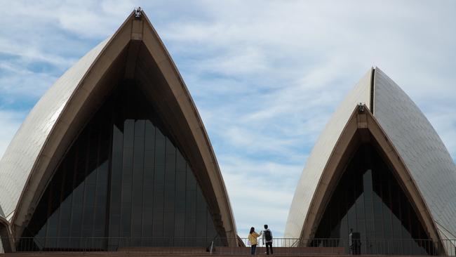 A empty Sydney Opera House, at Bennelong Point, today. Picture:Justin Lloyd.