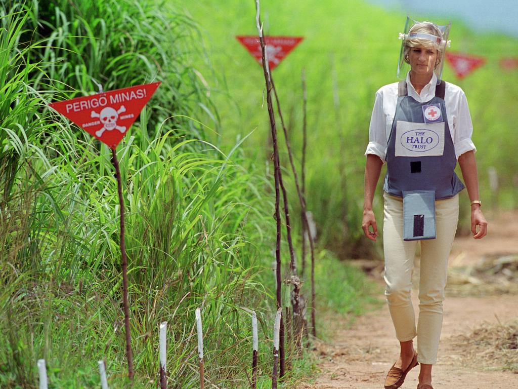 Diana walks on a literal minefield in Huambo, Angola. Picture: Tim Graham/Getty Images