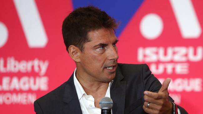 SYDNEY, AUSTRALIA - OCTOBER 10: Nick Garcia, Commissioner of the A-Leagues speaks on stage during the A-Leagues 2023/24 Season Launch at Carriageworks on October 10, 2023 in Sydney, Australia. (Photo by Jason McCawley/Getty Images)