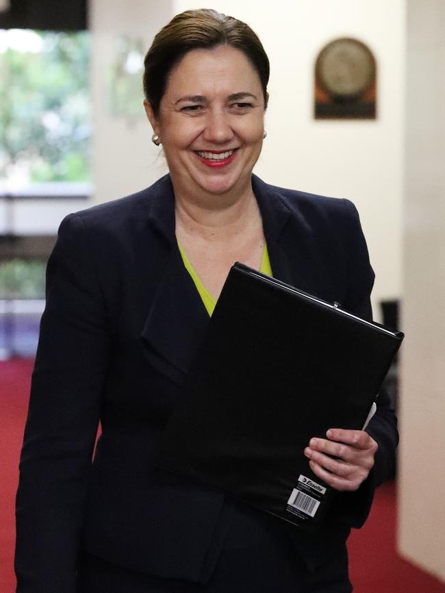 Premier Annastacia Palaszczuk at today’s Caucus meeting. Picture: Liam Kidston