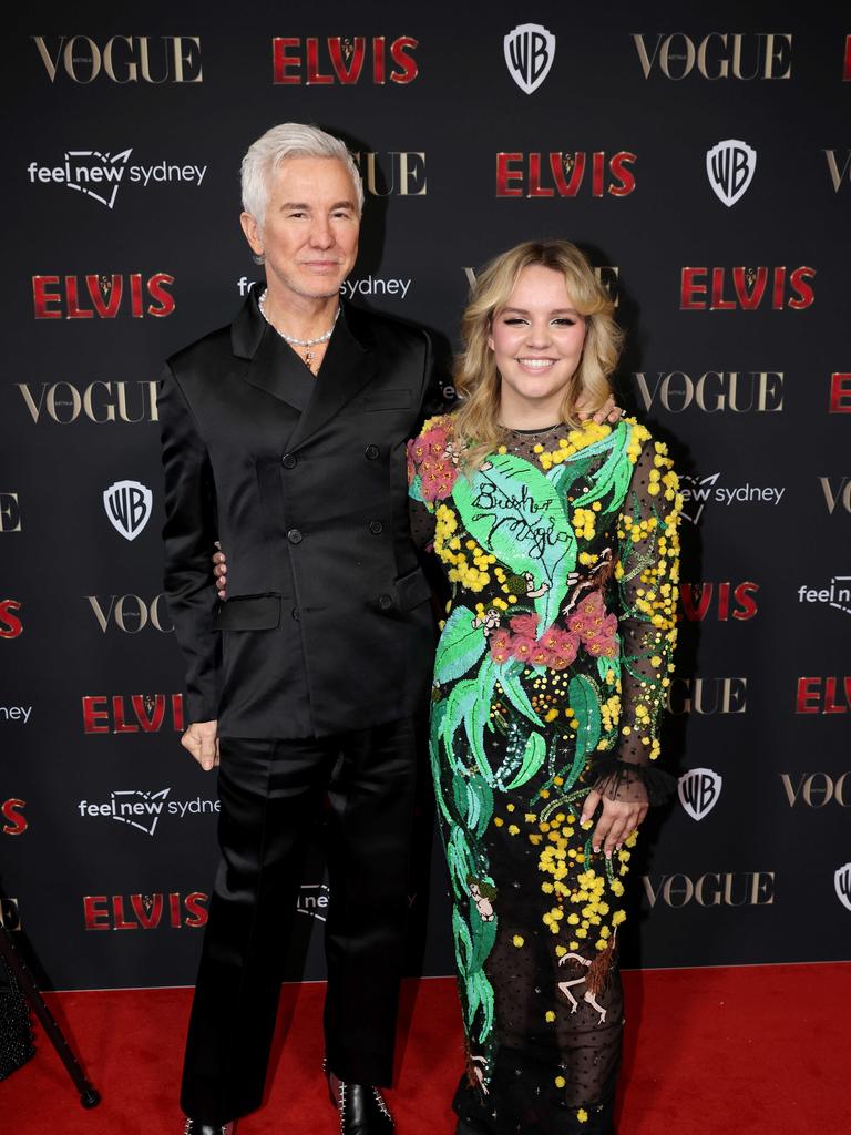 Baz Luhrmann with his daughter Lilly on the red carpet at the Sydney premiere of Elvis, The State Theatre, Sydney CBD. Picture: Damian Shaw