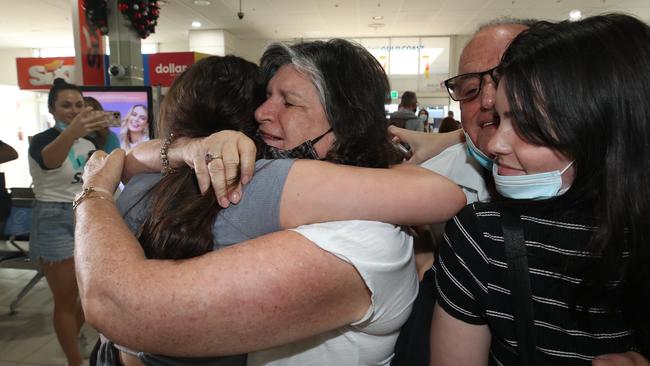 The Cleal family from Victoria Point together again, Mum elizabeth Cleal and father Cecil Cleal with daughters Charlotte and Phoebe Cleal. Picture: Glenn Hampson.