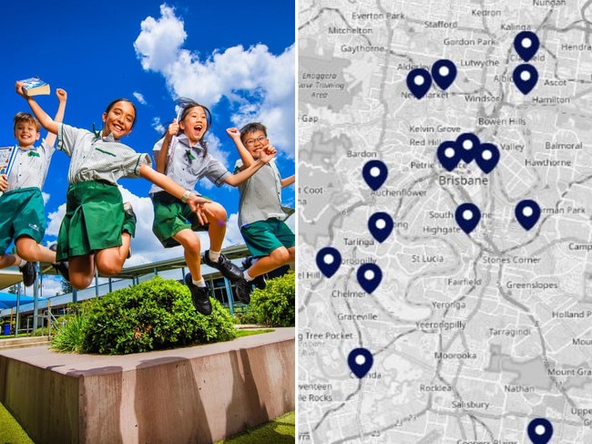 Sunnybank Hills State School Year 5 students Thomas Reid, Alanna Lo, Sana Latona and Bryan Zheng following the release of the NAPLAN results. Picture: Nigel Hallett