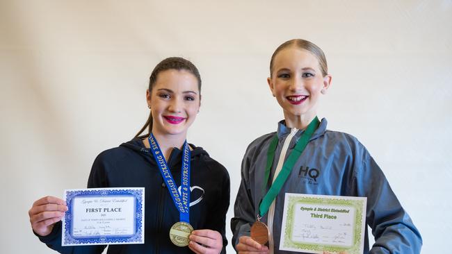 Ella Whyllie placed first, and Tully Bell placed third in the jazz up tempo (11-12 years) at the Gympie Eisteddfod. Sunday, July 30. 2023. Picture: Christine Schindler